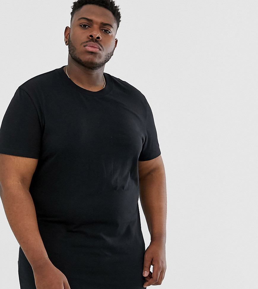 ASOS DESIGN - Plus - Extra lang t-shirt met ronde hals in zwart