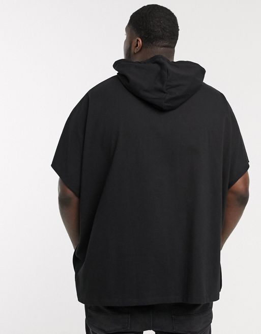 ASOS DESIGN short sleeve hoodie in black