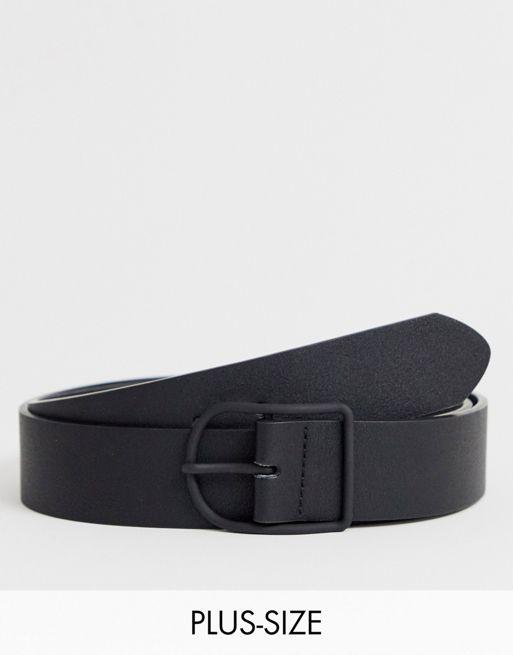 ASOS DESIGN Plus faux leather wide belt in black with matte black ...