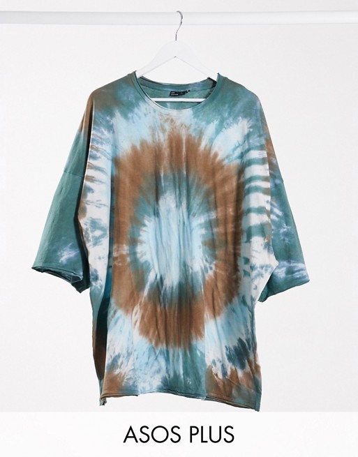 ASOS DESIGN Plus festival oversized t-shirt with half sleeve in multi tie dye wash
