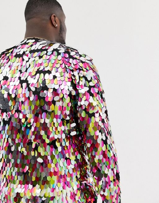 ASOS Festival T-shirt With Large Multicoloured Sequins for Men