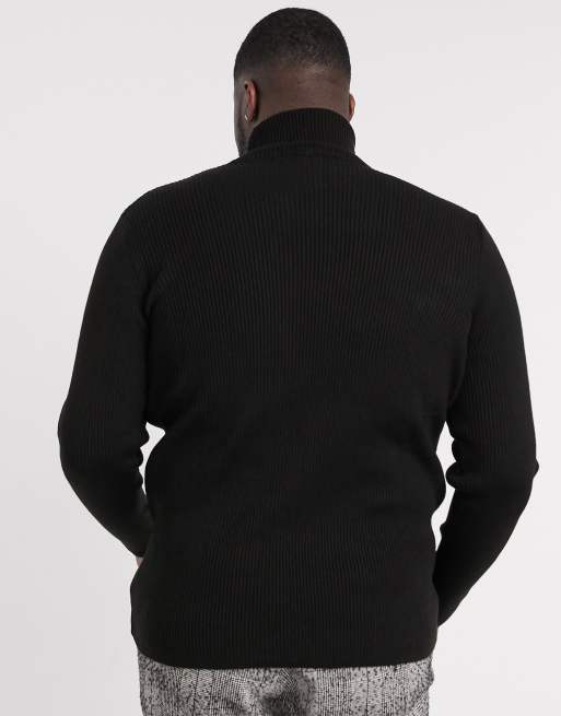 ASOS DESIGN Plus – Gerippter Rollkragenpullover in Schwarz, 2 von 4
