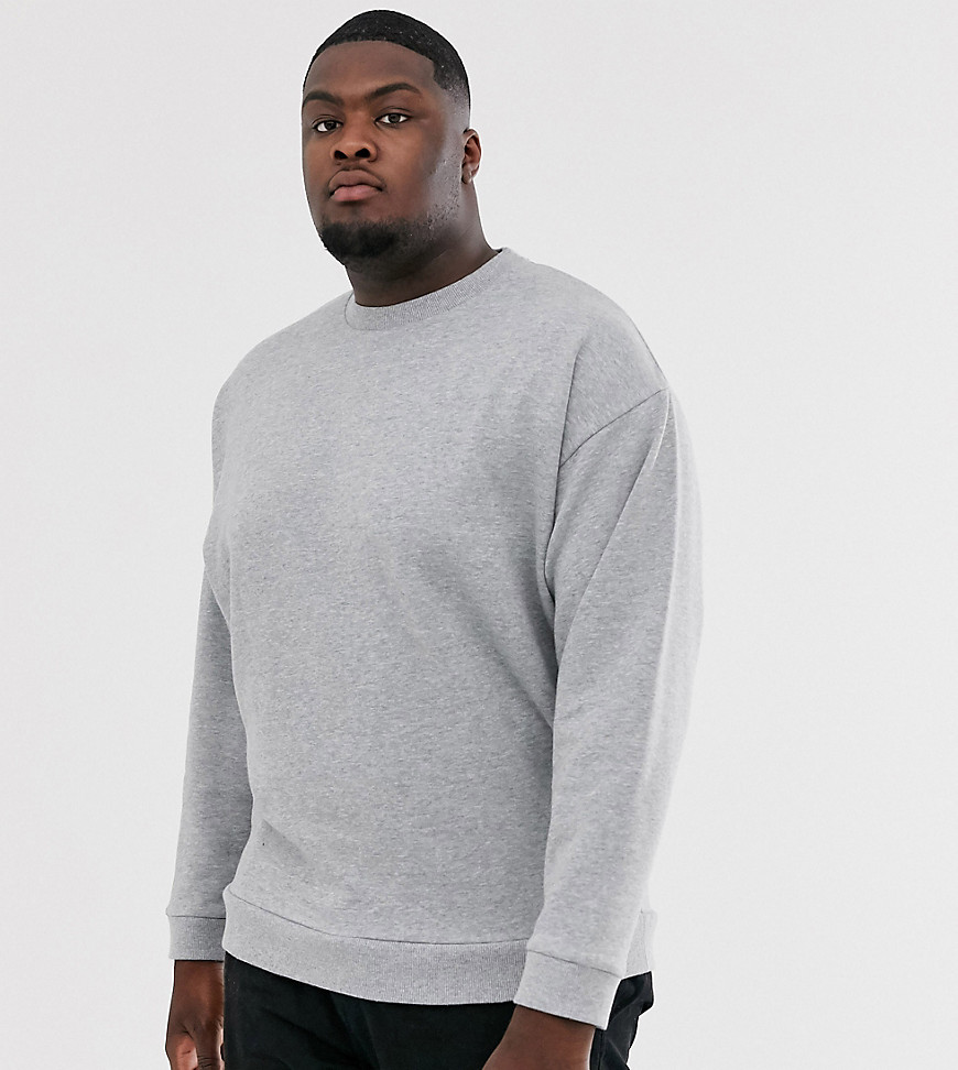 ASOS DESIGN – Plus – Grå sweatshirt i oversize-modell