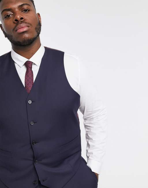 ASOS DESIGN Plus – Granatowa kamizelka garniturowa o dopasowanym kroju, 3 z 4