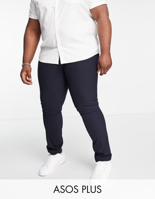 ASOS DESIGN – Plus – Granatowe dopasowane spodnie garniturowe