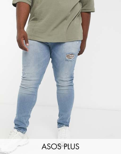 Evesham Nj Design Plus Jean Skinny Dechire Au Niveau Des Cuisses Bleu Delave Clair Vintage Evesham Nj