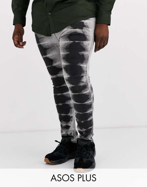 ASOS DESIGN Plus - Jeans power stretch effetto spray neri tie-dye