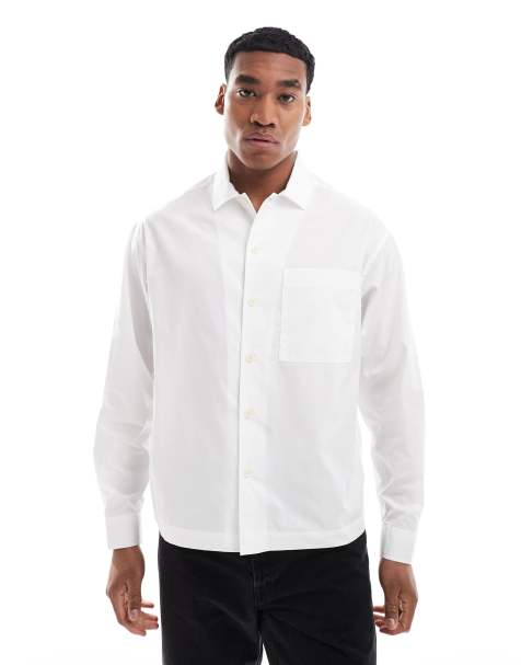 ASOS DESIGN Plus –Kastiges Oversize-Hemd aus Popeline in Weiß mit Knopfleiste - view 1