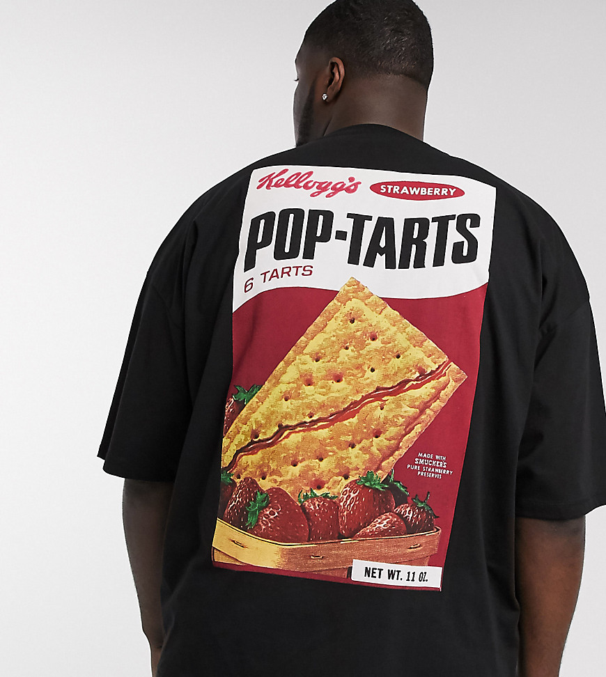 ASOS DESIGN Plus - Kellogg's - T-shirt oversize con grande stampa Pop-tarts sul retro-Nero