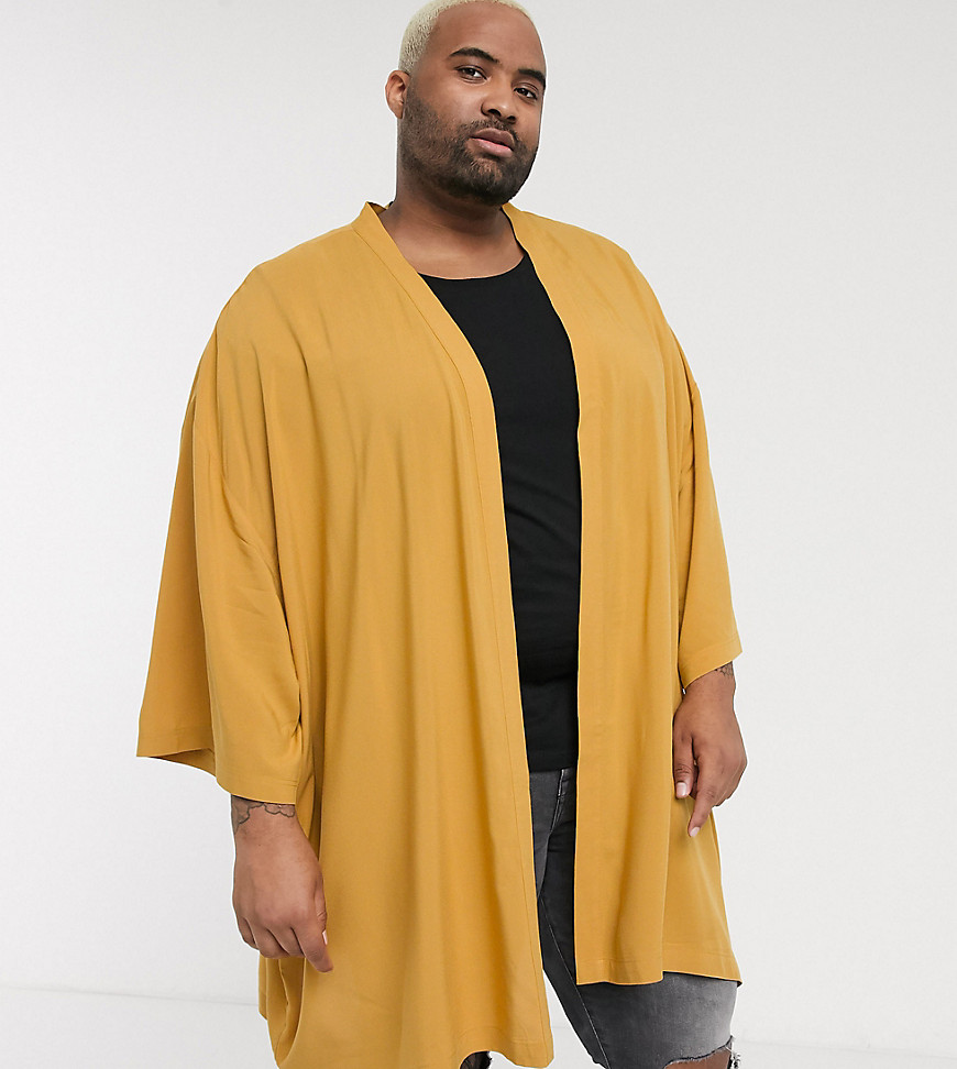 ASOS DESIGN Plus - Kimono in viscosa color senape-Giallo