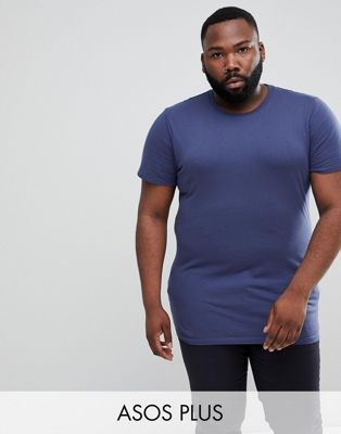 ASOS DESIGN Plus - Lang T-shirt met ronde hals in marineblauw