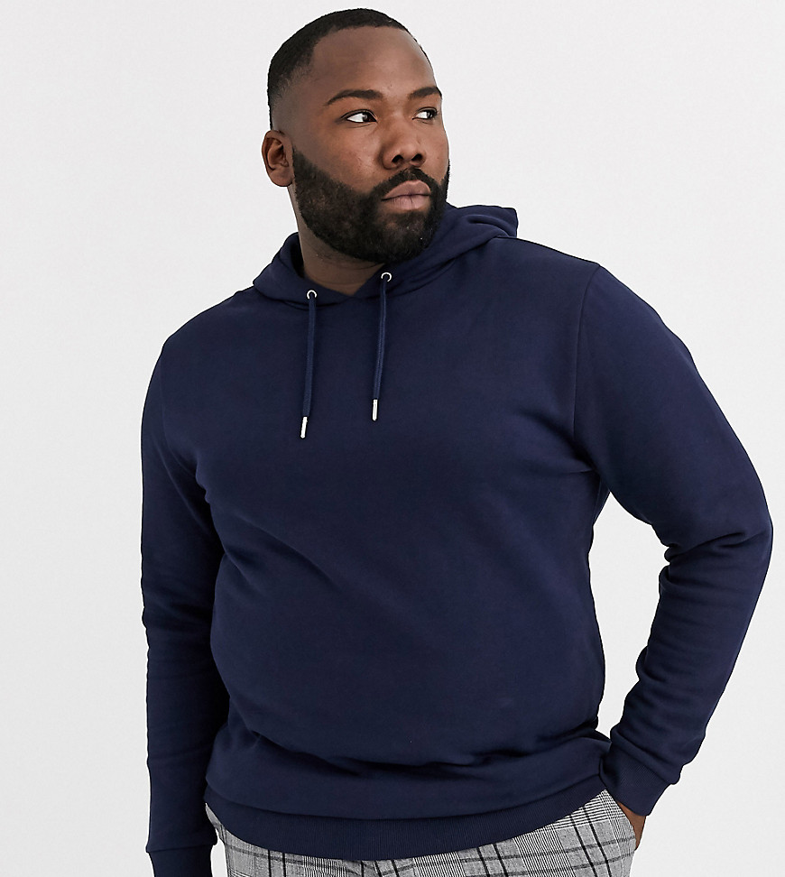 ASOS DESIGN Plus - Lange hoodie in marineblauw