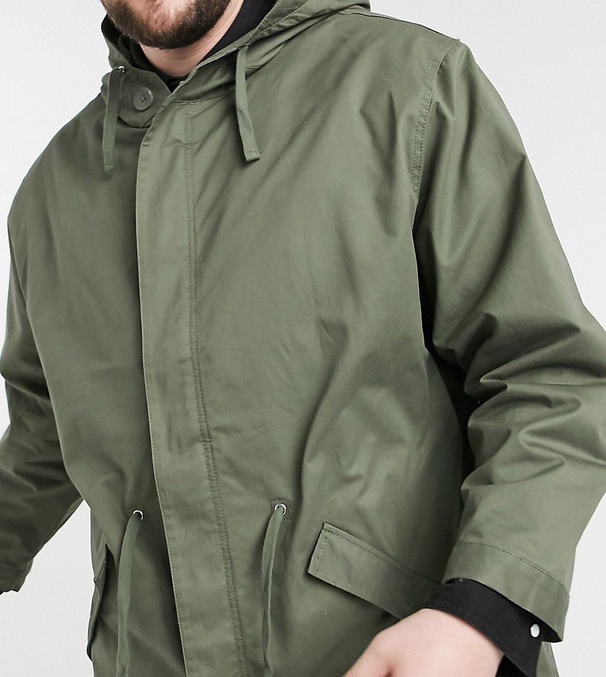 ASOS DESIGN Plus lightweight parka jacket in khaki-Green