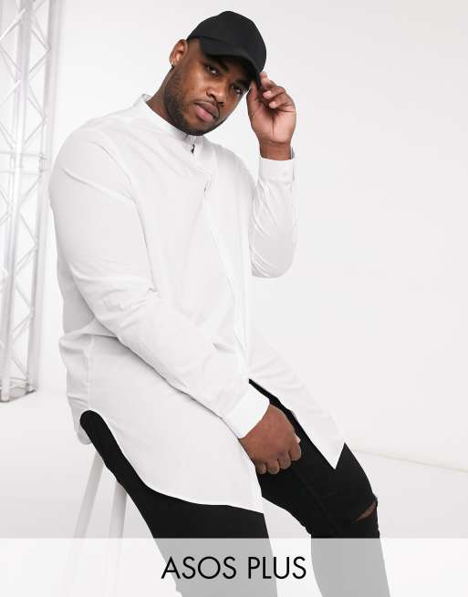 ASOS Shirt In Super Longline With Long Sleeves in White for Men