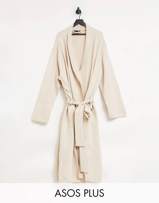 ASOS DESIGN - Plus - Lounge-badjas in beige