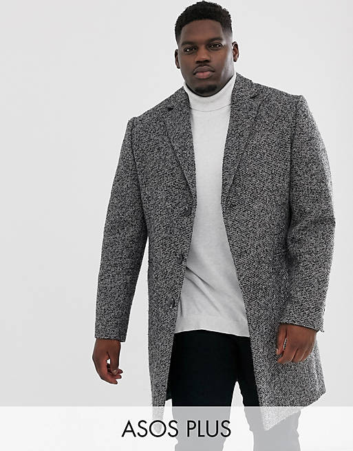 ASOS DESIGN Plus – Mantel aus strukturierter Wollmischung in Grau