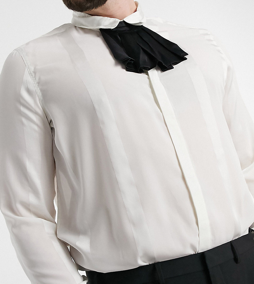 ASOS DESIGN – Plus – Naturvit skjorta i plusstorlek med löstagbar volangkrage och normal passform