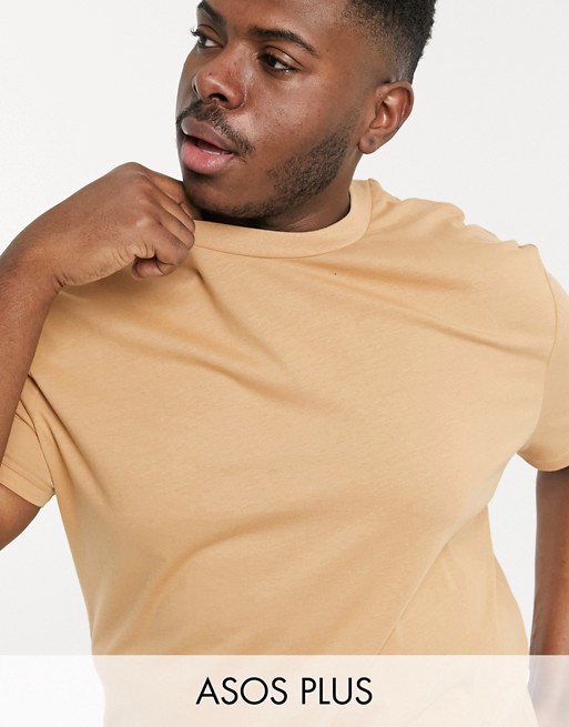 ASOS DESIGN Plus organic relaxed fit t-shirt in beige