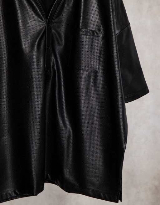 Perforated Leather Baseball Jersey