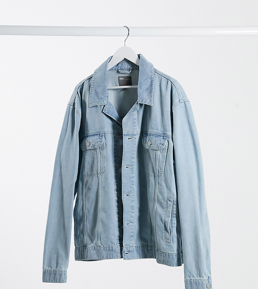 ASOS DESIGN Plus oversized denim jacket in light wash-Blue