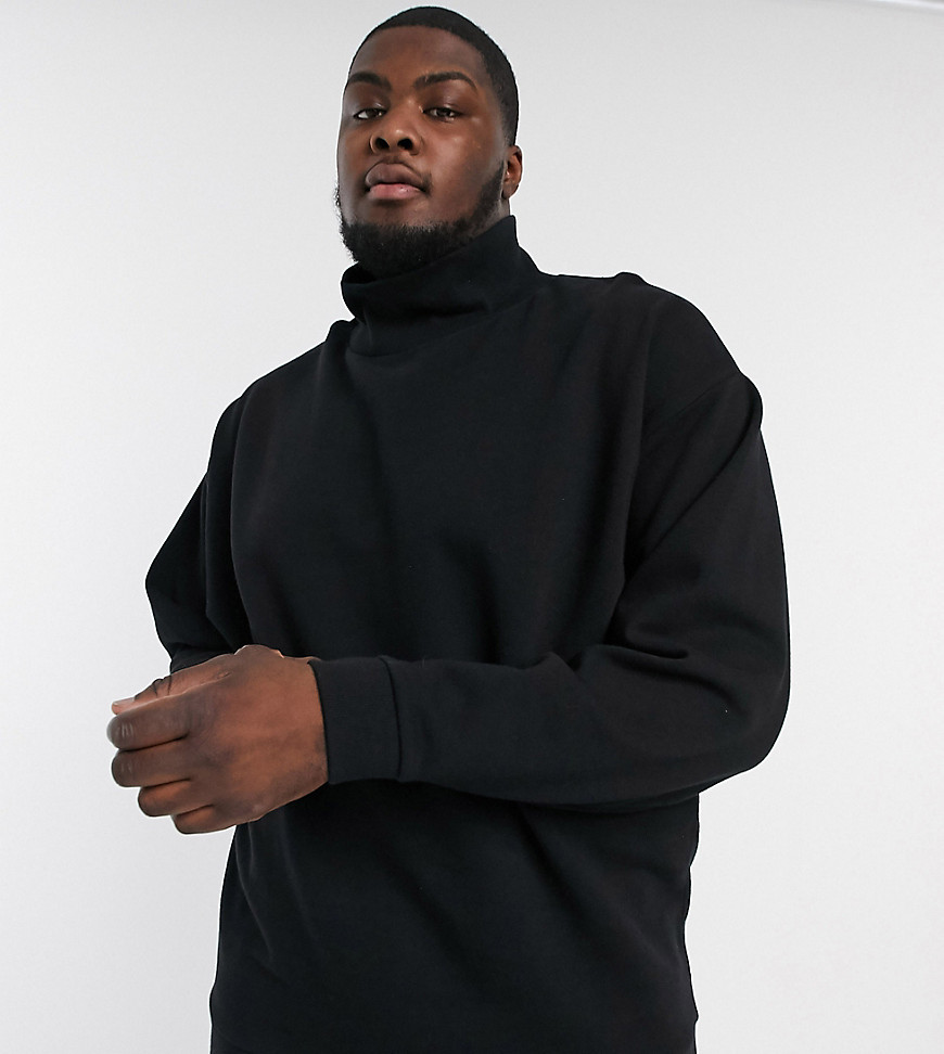 ASOS DESIGN Plus oversized funnel neck sweatshirt in black