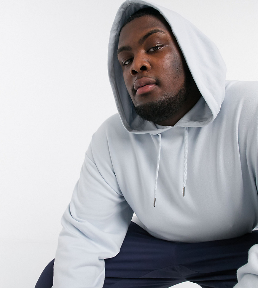 ASOS DESIGN Plus oversized hoodie in ice blue with t-shirt hem
