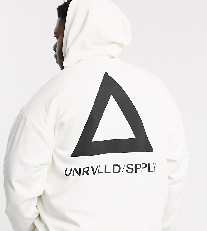ASOS DESIGN Plus - Oversized hoodie met triangelprint op de rug in wit