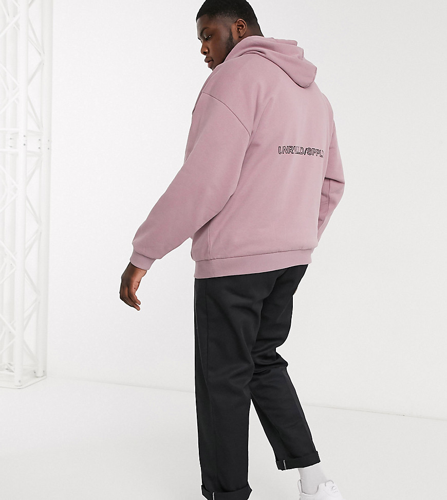 ASOS DESIGN Plus - Oversized hoodie met 'unrvlld supply'-print op de rug-Paars