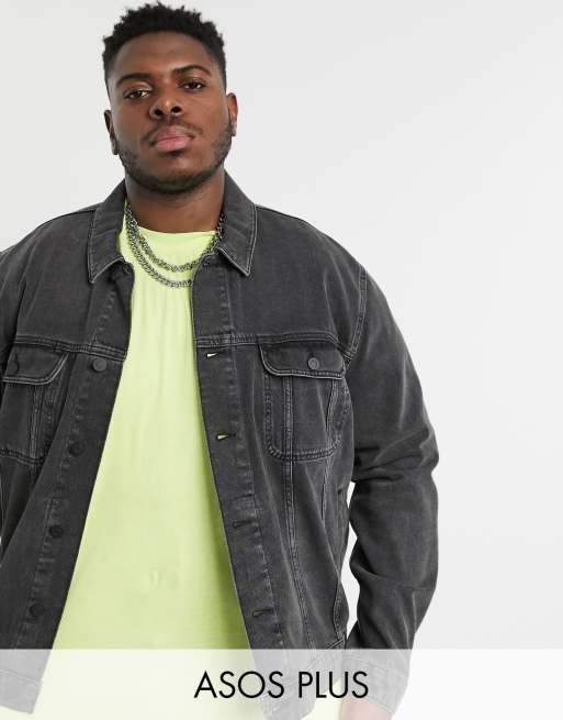 ASOS DESIGN Plus – Oversized-Jeansjacke in verwaschenem Schwarz