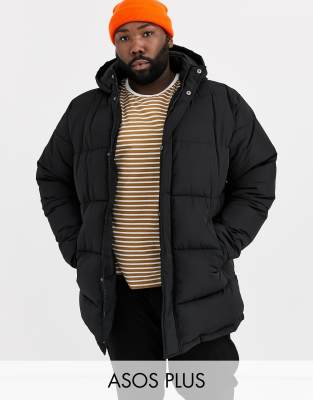 black oversized puffer jacket with hood