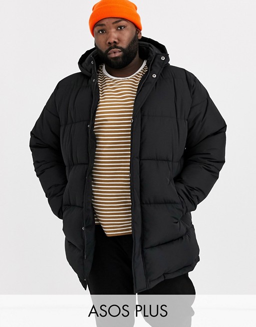 ASOS DESIGN Plus oversized puffer jacket in black