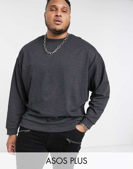 ASOS DESIGN Plus oversized sweatshirt in black marl