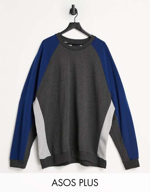 ASOS DESIGN Plus oversized sweatshirt in color block