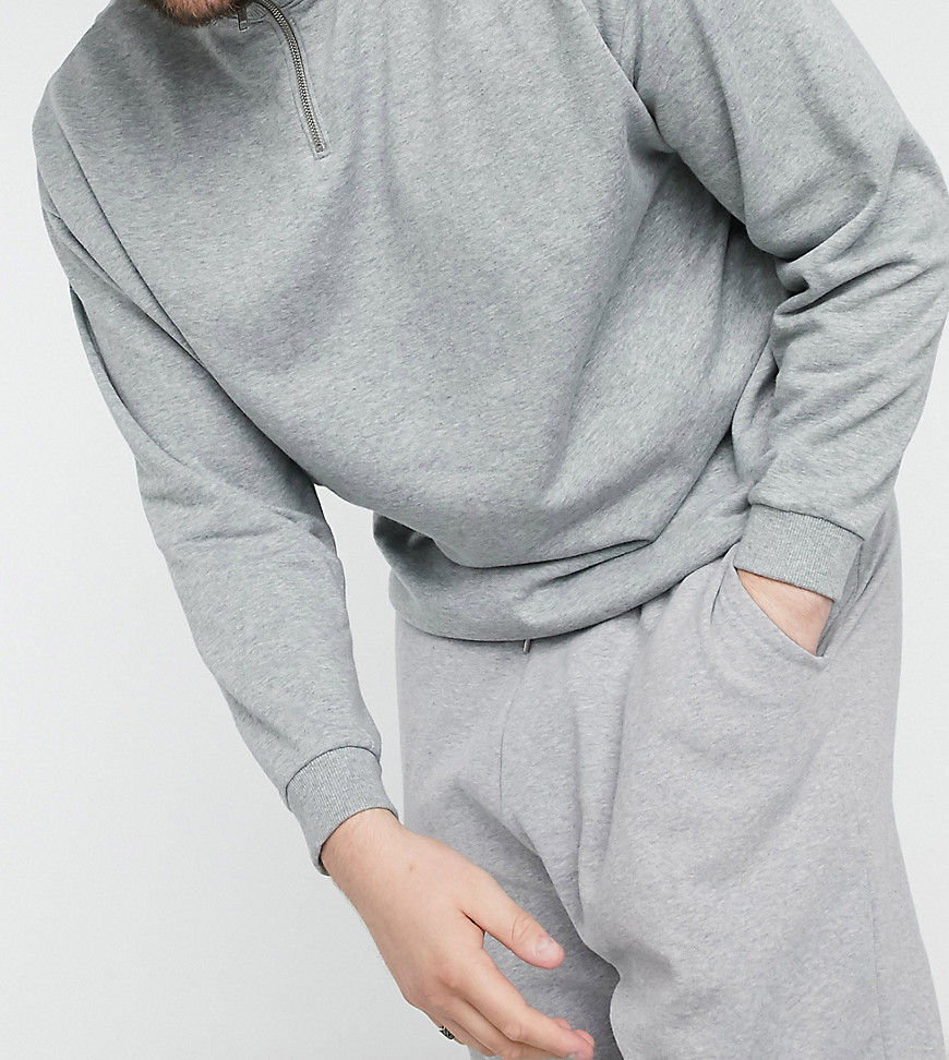 ASOS DESIGN - Plus - Oversized sweatshirt met korte rits in gemêleerd grijs