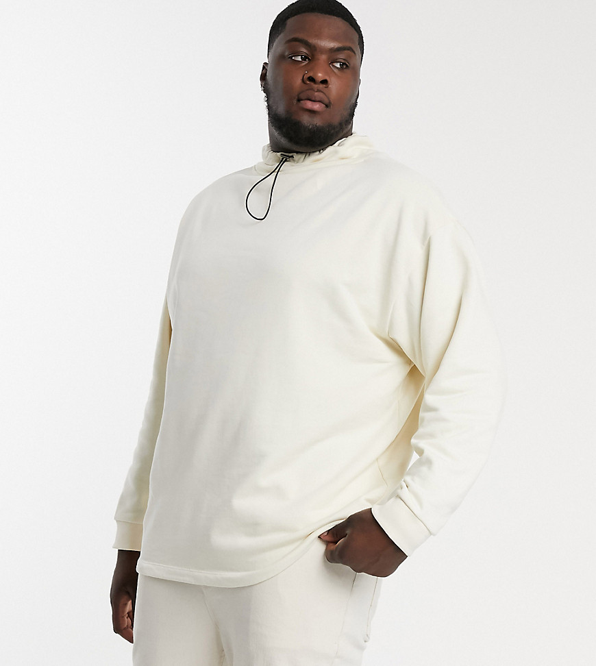 ASOS DESIGN - Plus - Oversized sweatshirt met trekkoord in beige