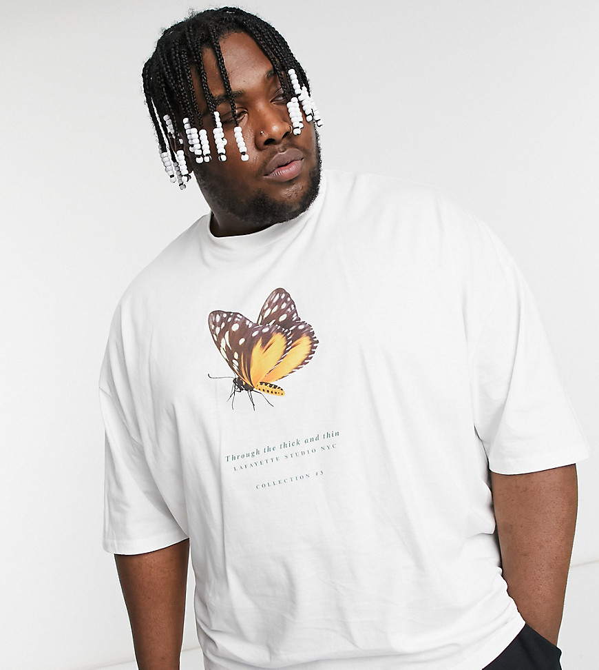 ASOS DESIGN Plus oversized t-shirt in white with butterfly print