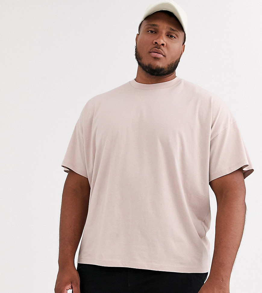 ASOS DESIGN Plus oversized t-shirt with crew neck in beige