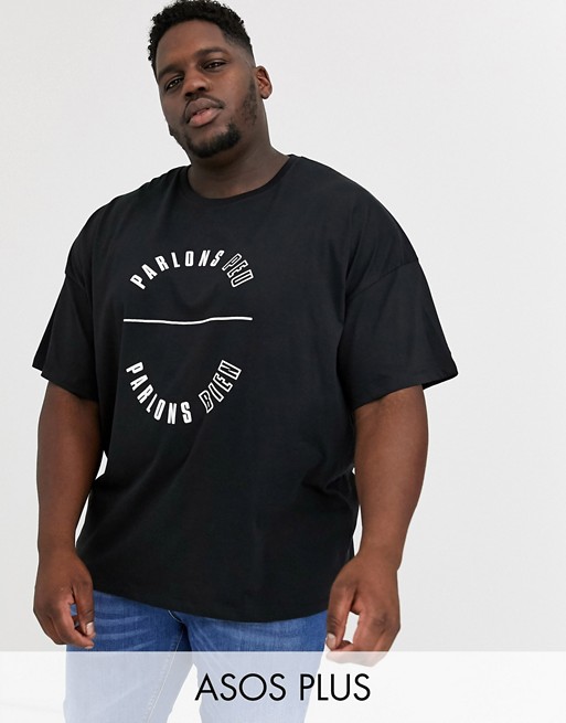 ASOS DESIGN Plus oversized t-shirt with French text print