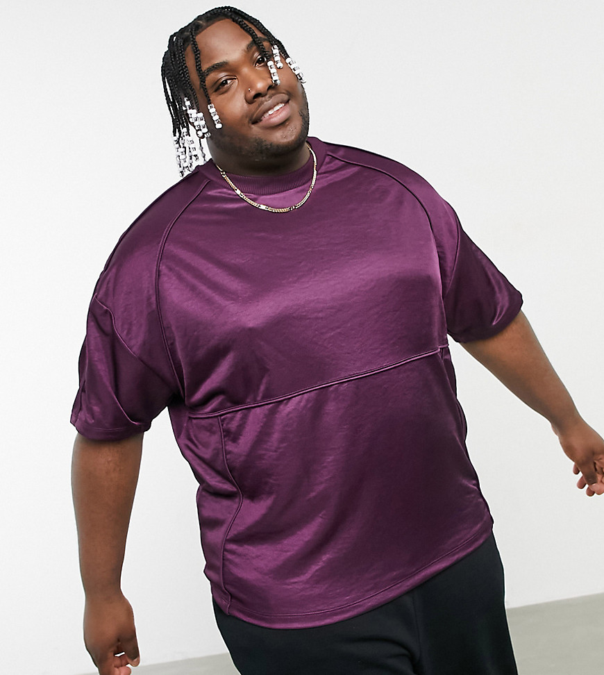 ASOS DESIGN Plus oversized t-shirt with piping in purple polyticot