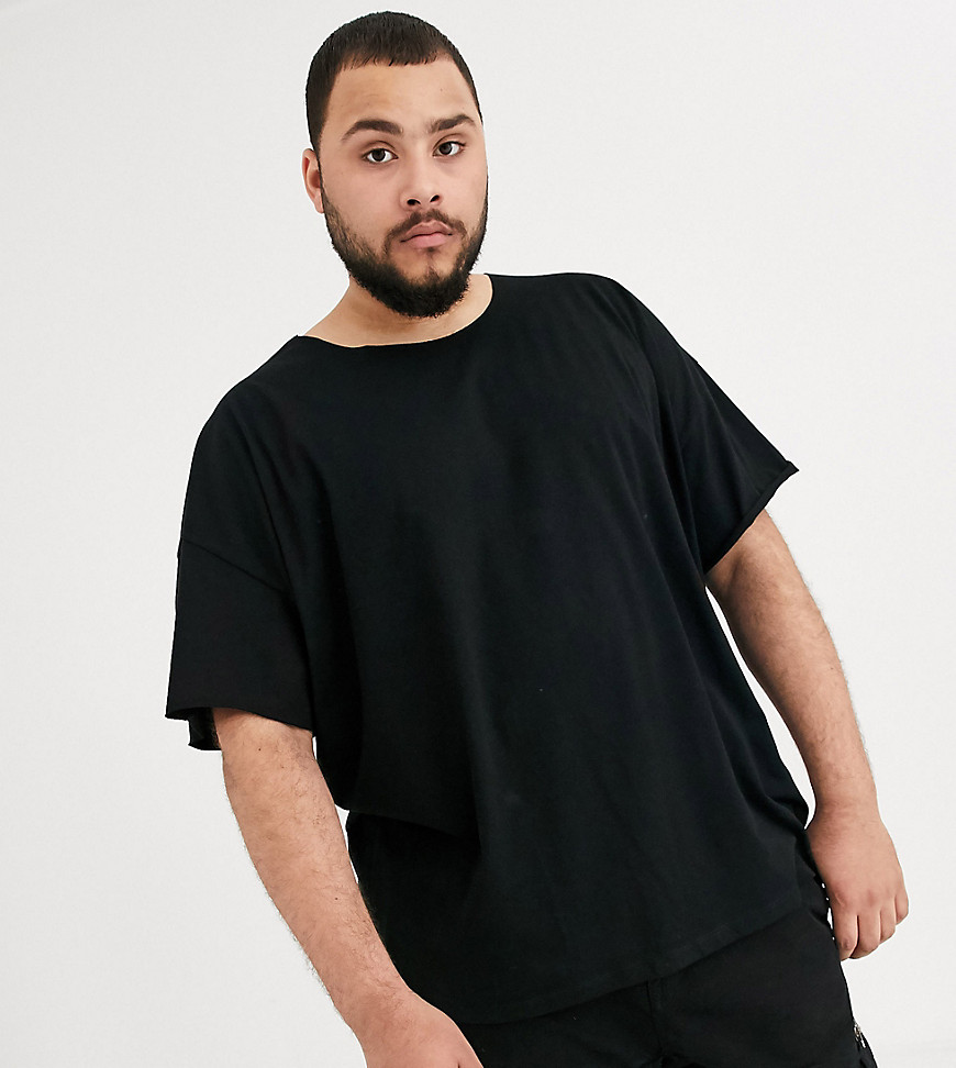 ASOS DESIGN Plus oversized t-shirt with raw neck in black