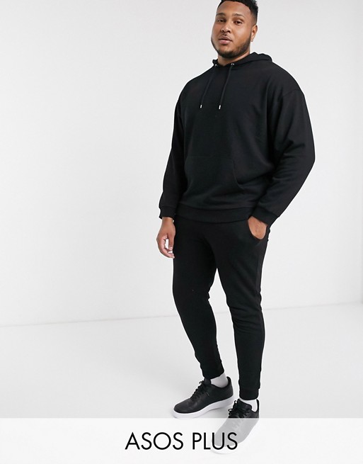 ASOS DESIGN Plus oversized tracksuit hoodie in black