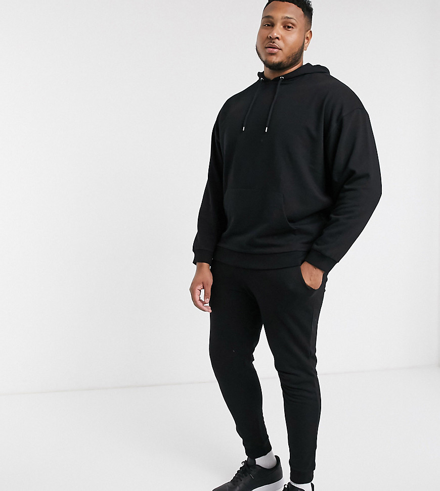 ASOS DESIGN Plus - Oversized trainingspak hoodie in zwart