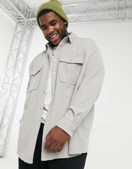 Asos design wool mix hot sale overcoat in light gray