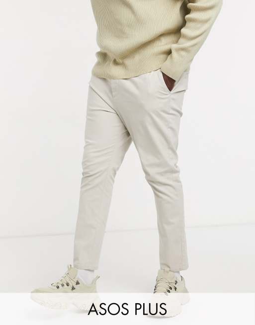 ASOS DESIGN Plus - Pantalon chino ajusté longueur cheville - Beige