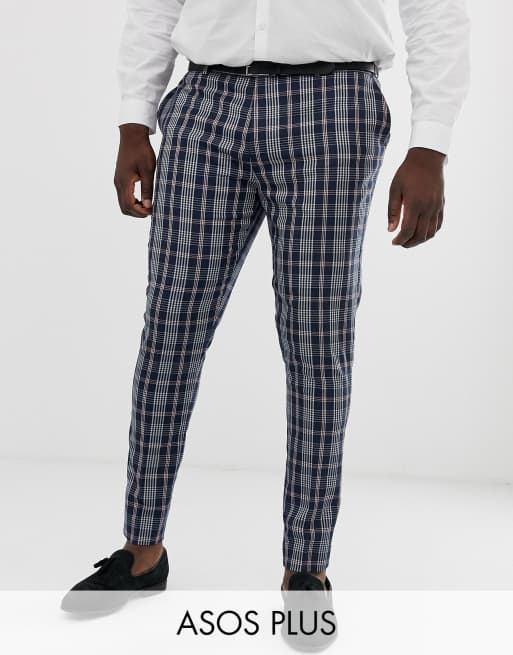 ASOS DESIGN Plus - Mariage - Costume slim à carreaux écossais - Bleu marine, 3 de 4