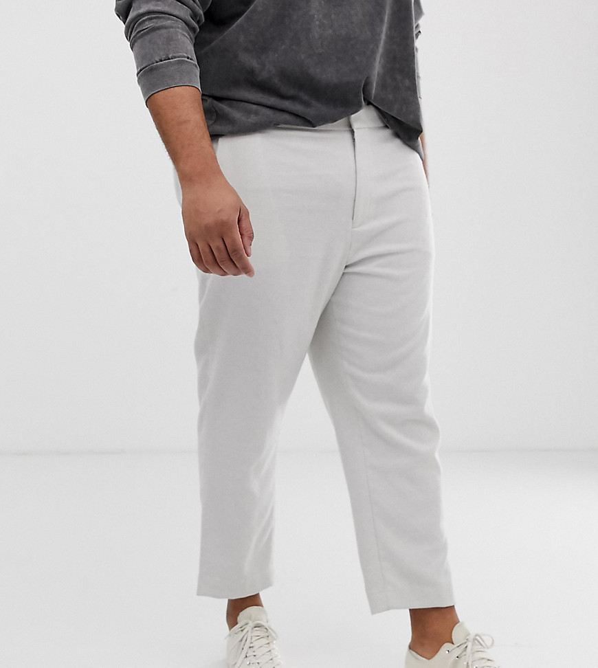 ASOS DESIGN Plus - Pantaloni affusolati eleganti bianco sporco testurizzato
