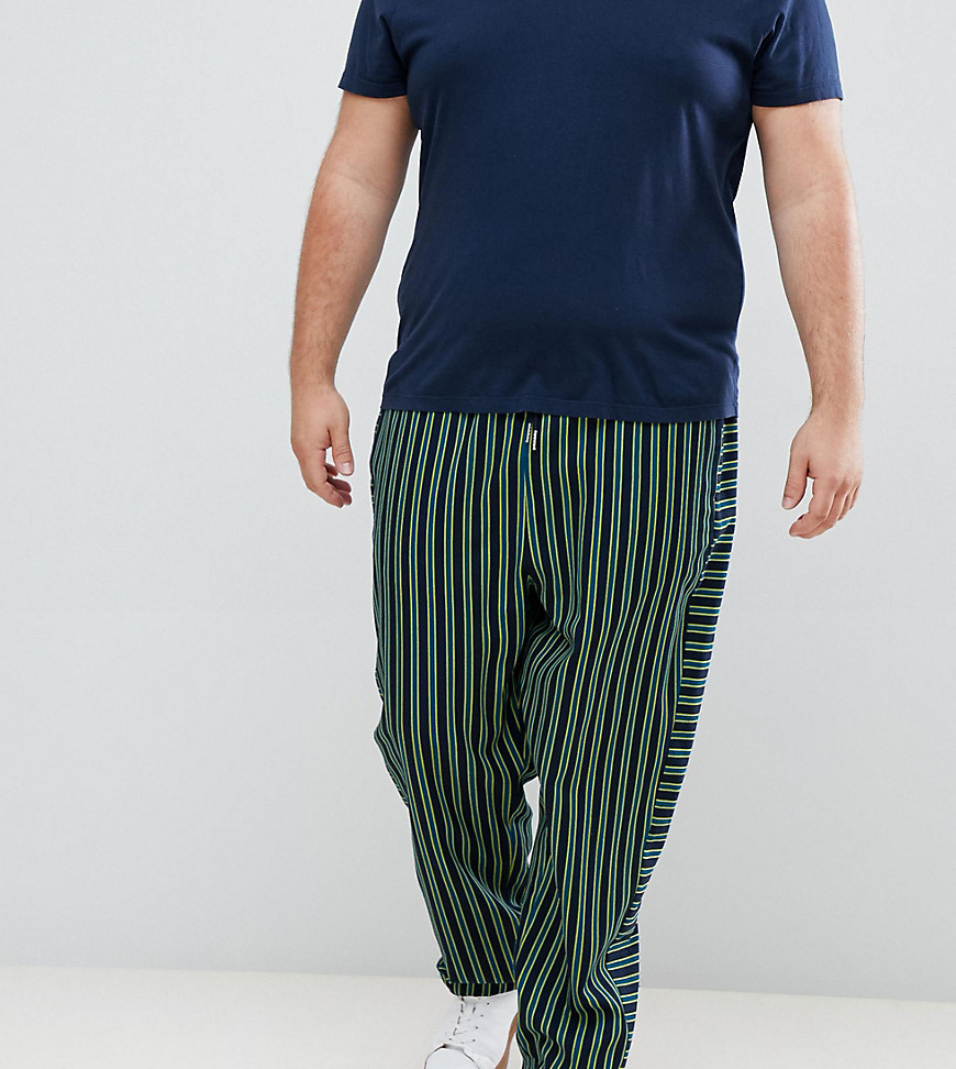 ASOS DESIGN Plus - Pantaloni comodi con pannelli rigati a contrasto-Navy