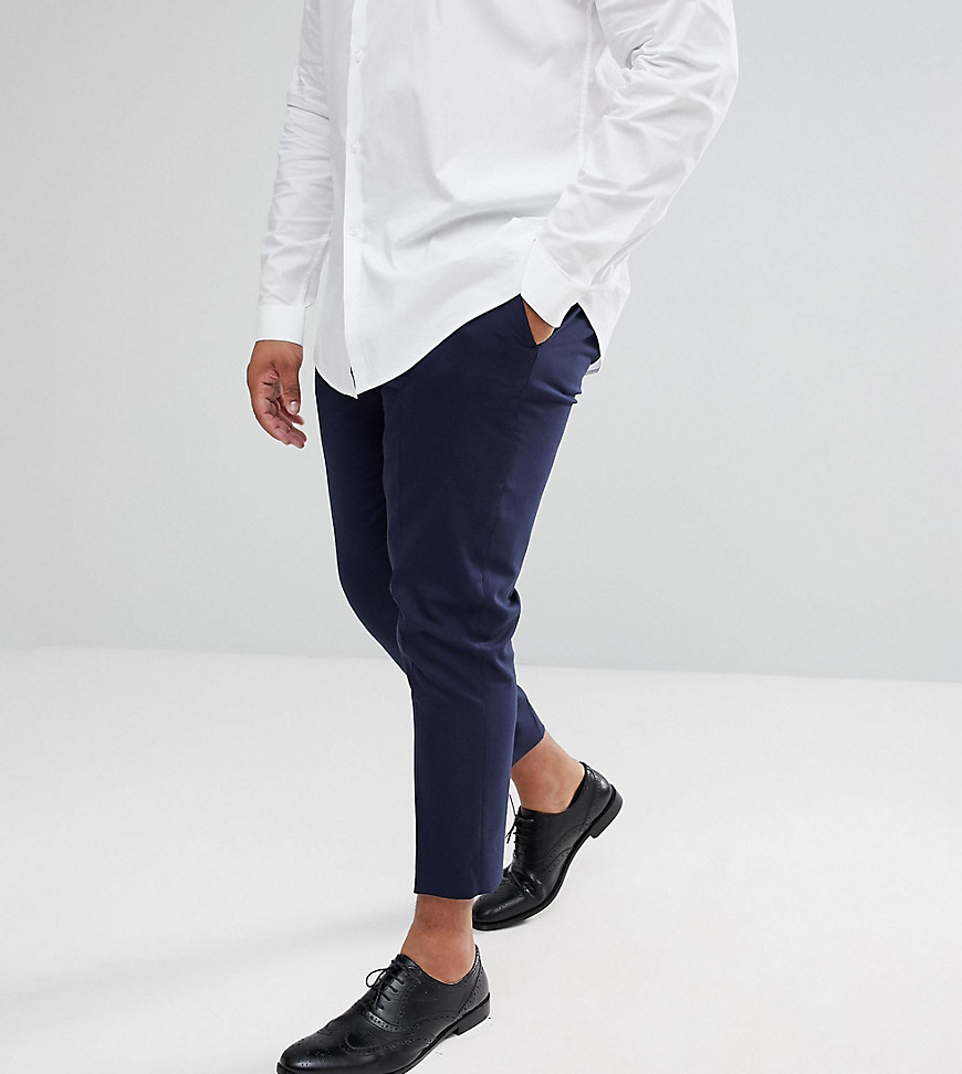 ASOS DESIGN Plus - Pantaloni cropped eleganti skinny blu navy