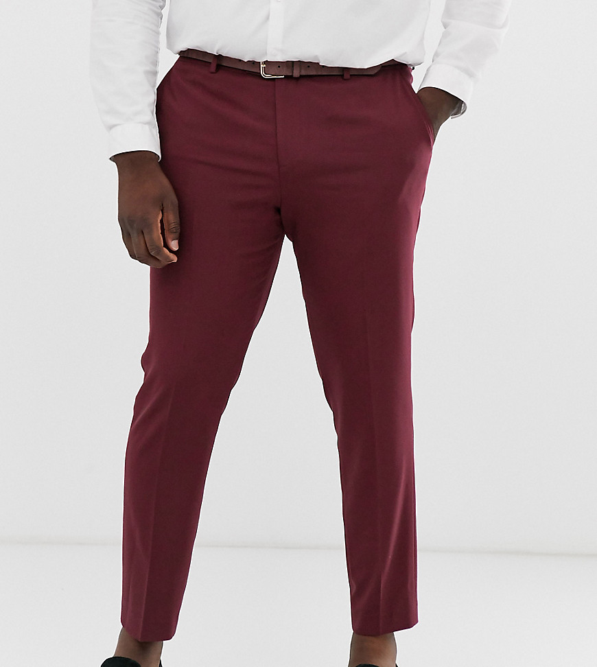 ASOS DESIGN Plus - Pantaloni da abito skinny bordeaux-Rosso