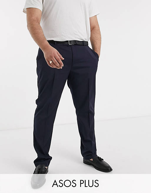 ASOS DESIGN Plus - Pantaloni da abito stile smoking skinny blu navy